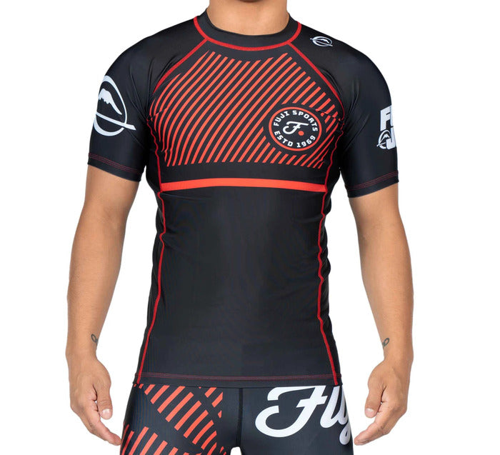 Fuji Script Short Sleeve Rash Guard - Red - Medium