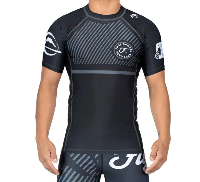 Fuji Script Short Sleeve Rash Guard - Grey - XX-Large