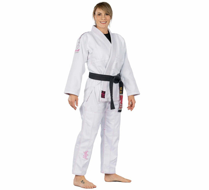 Fuji Blossom Jiu-Jitsu Gi white front right side view