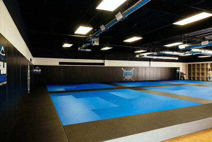 Fuji Tatami Mats installation in Blue and Black