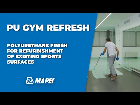 Mapei PU Gym Refresh clear coat and coloured floor sealer