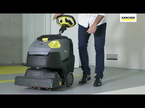 Karcher Scrubber Drier BR 45/22 C Bp Pack Li Large Gym Floor Scrubber in action video